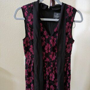 Adrianna Papell Dress black lace floral pattern elegant sleeveless Size 6P